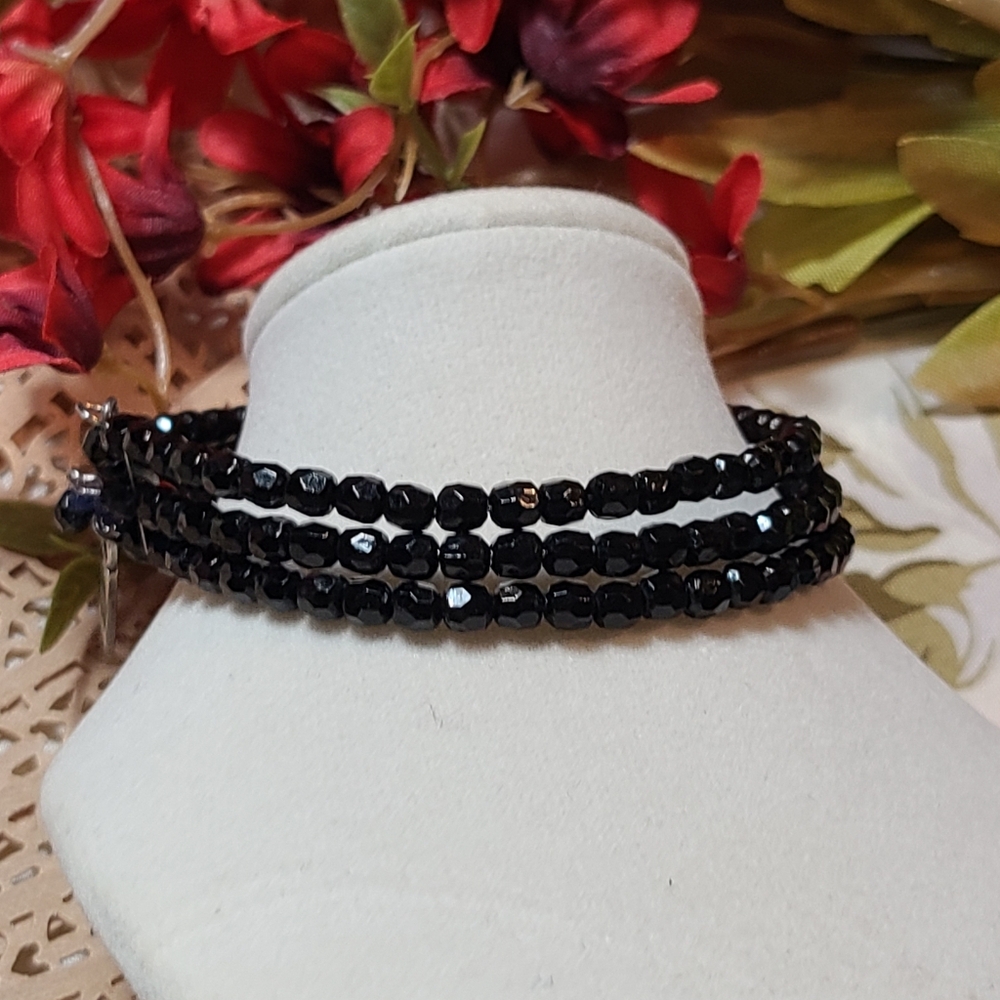 Unique Vintage Black Beaded Bracelet